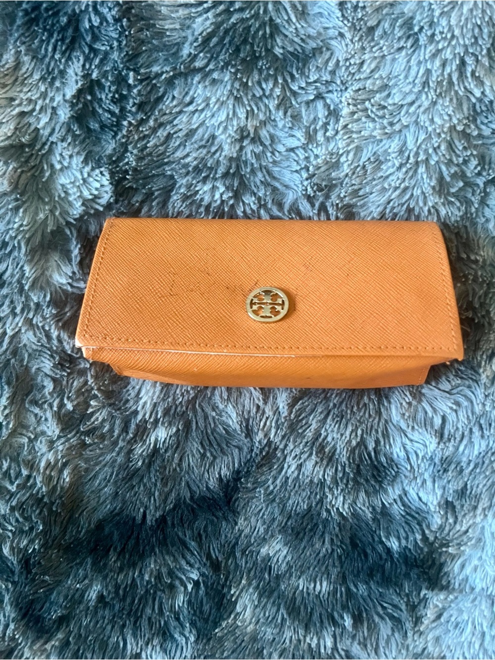 Tory Burch Orange Saffiano Leather Wallet Clutch